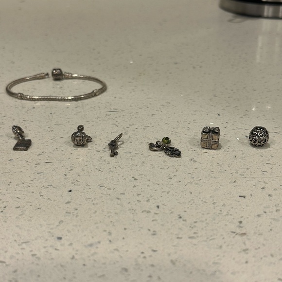 Authentic Pandora Charm Bracelet with 6 charms - Picture 7 of 8